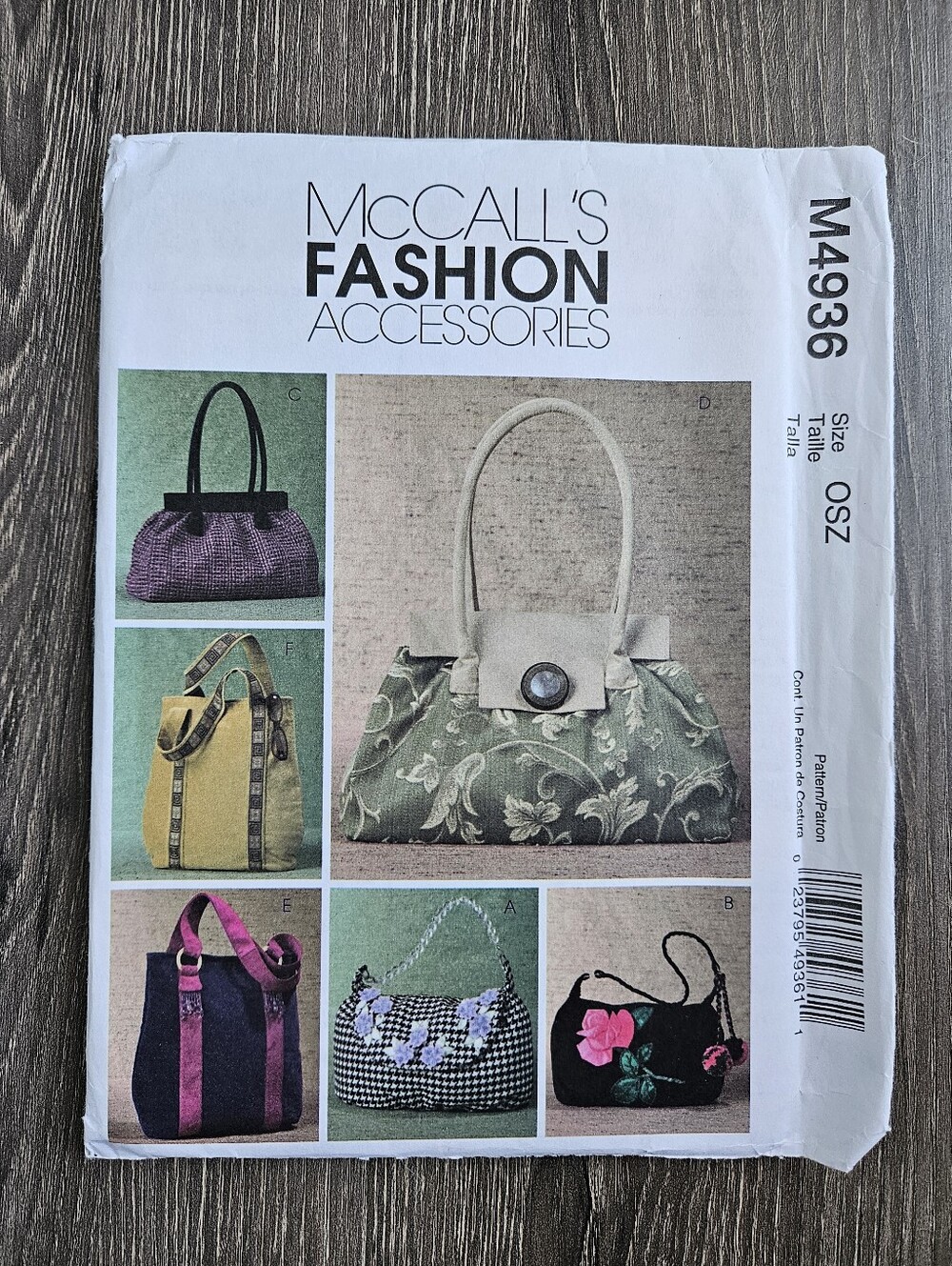 NEW McCall's M4936 Handbags Pattern